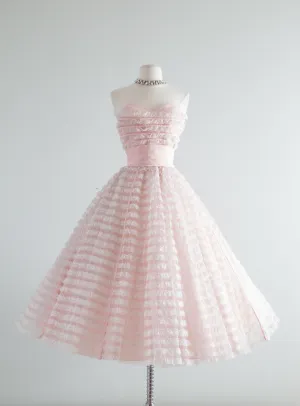 1950's Cotton Candy Strapless Formal Prom Dress / Waist 26