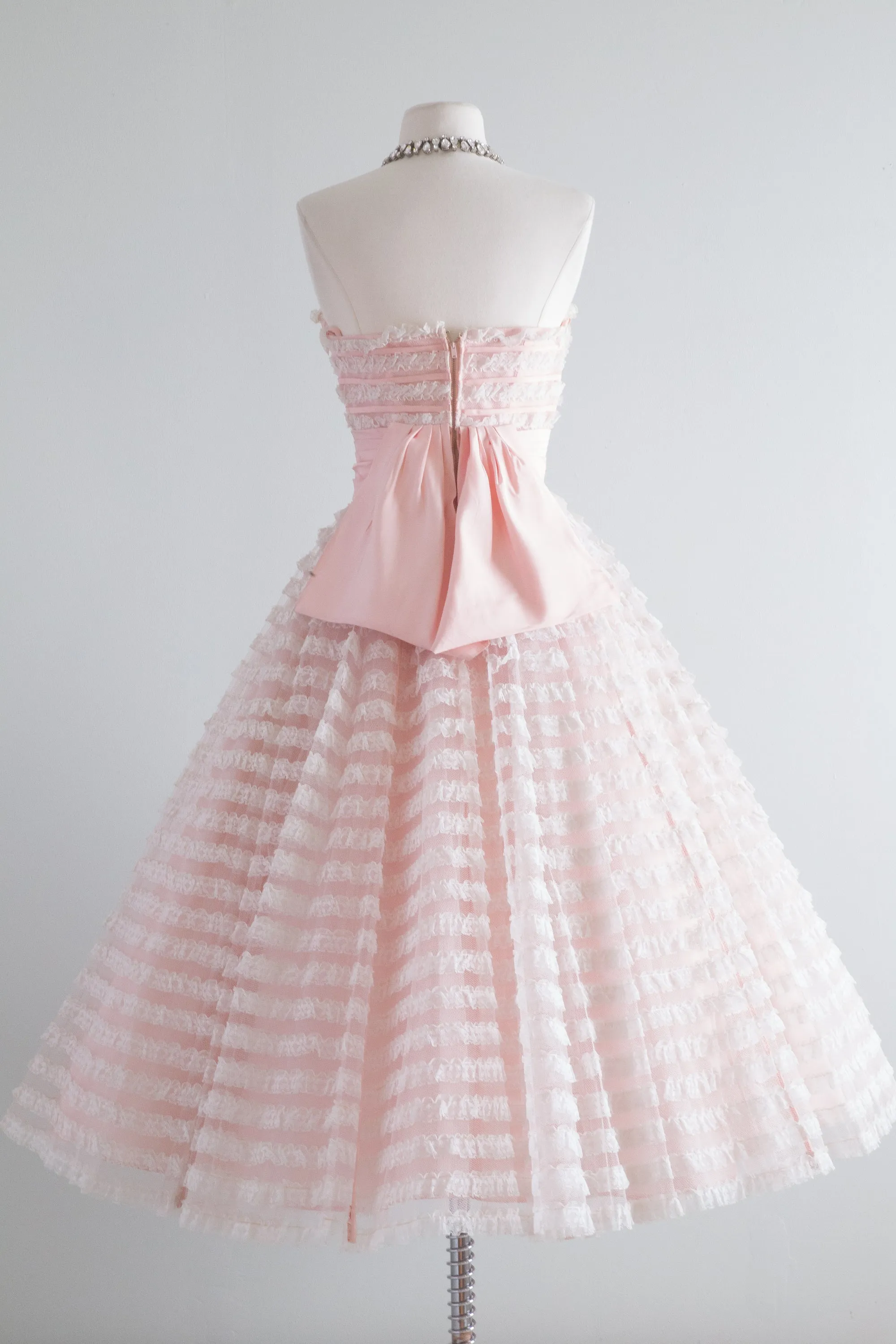 1950's Cotton Candy Strapless Formal Prom Dress / Waist 26