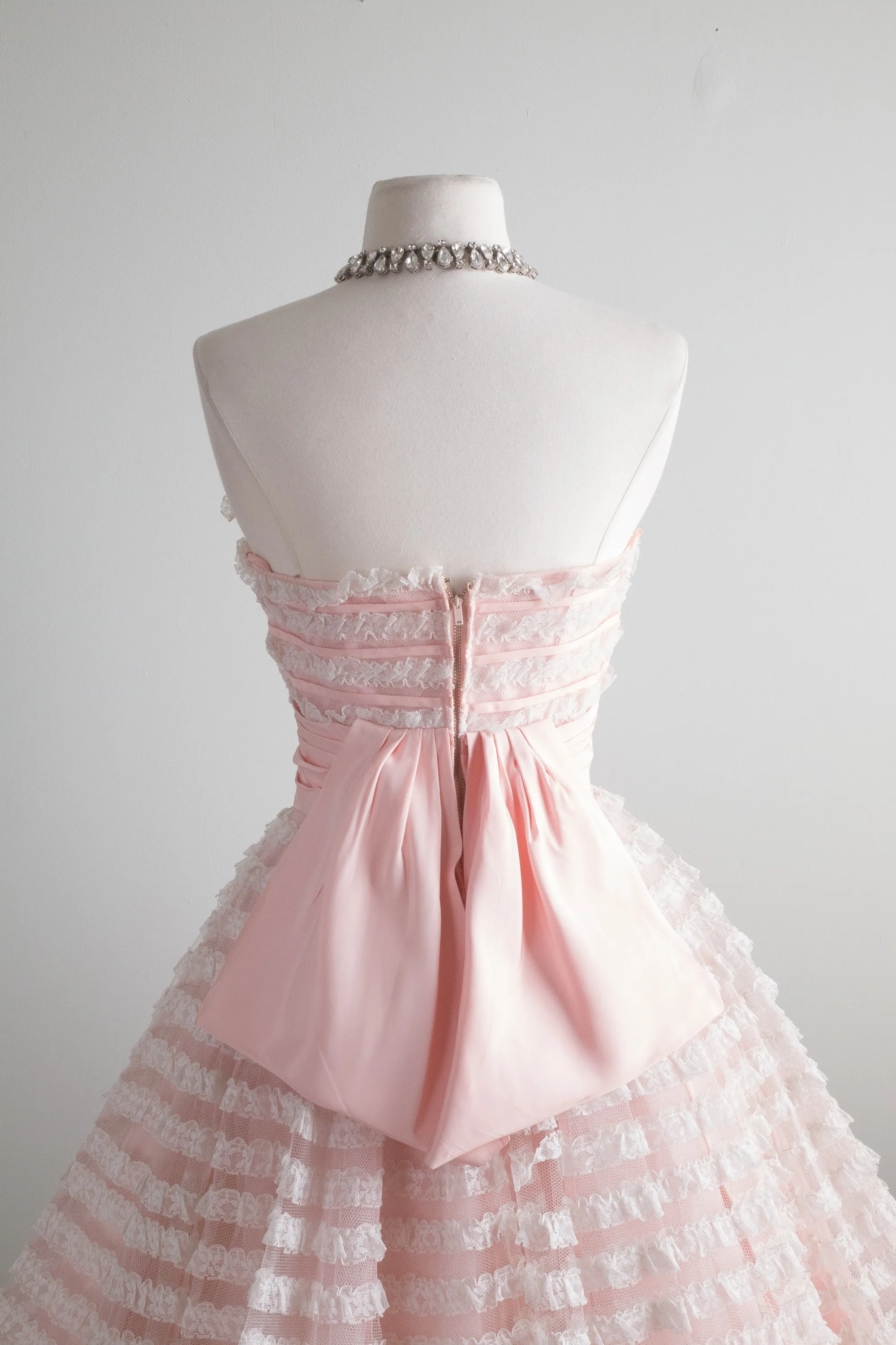 1950's Cotton Candy Strapless Formal Prom Dress / Waist 26