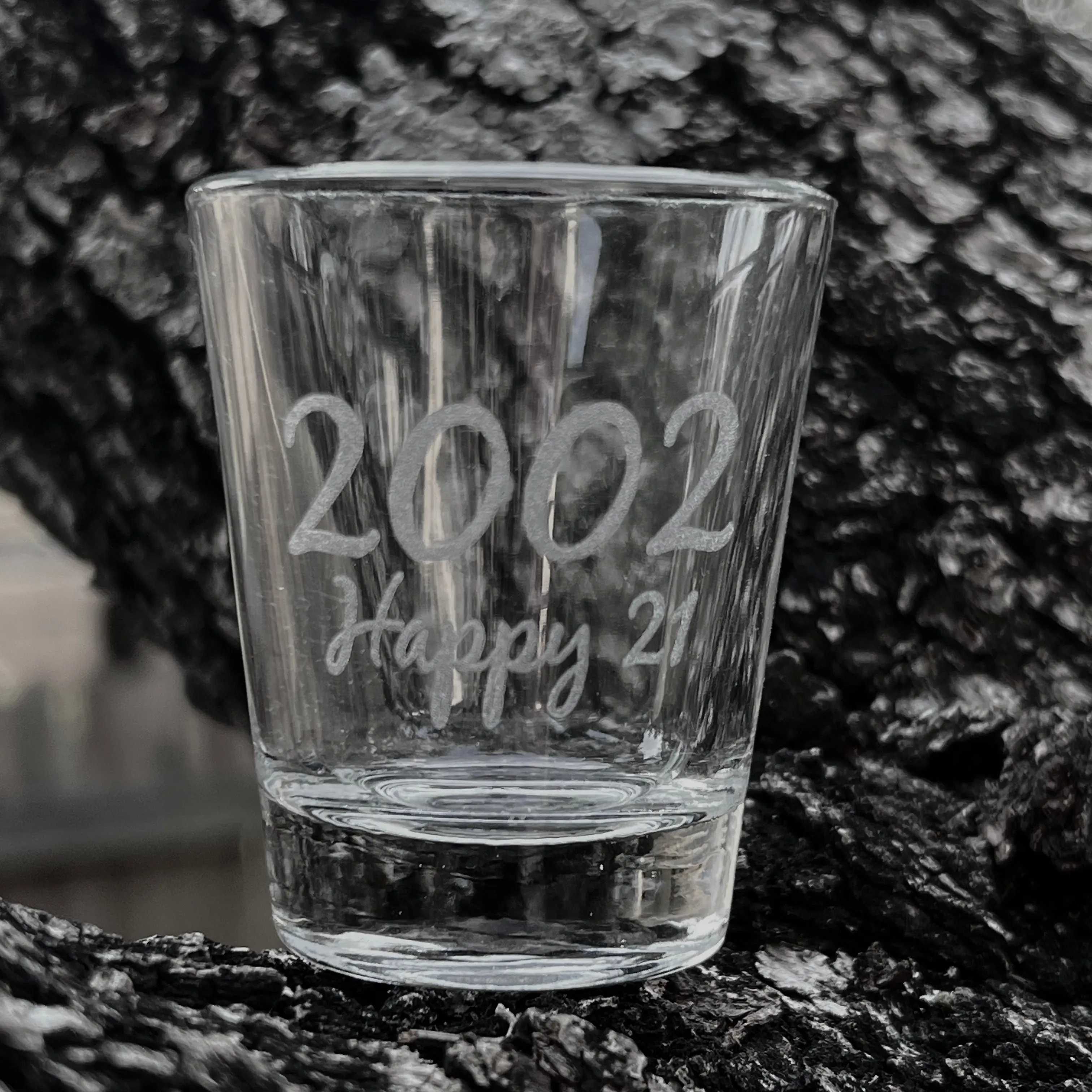 2oz 2002 Happy 21 Shotglass LASER