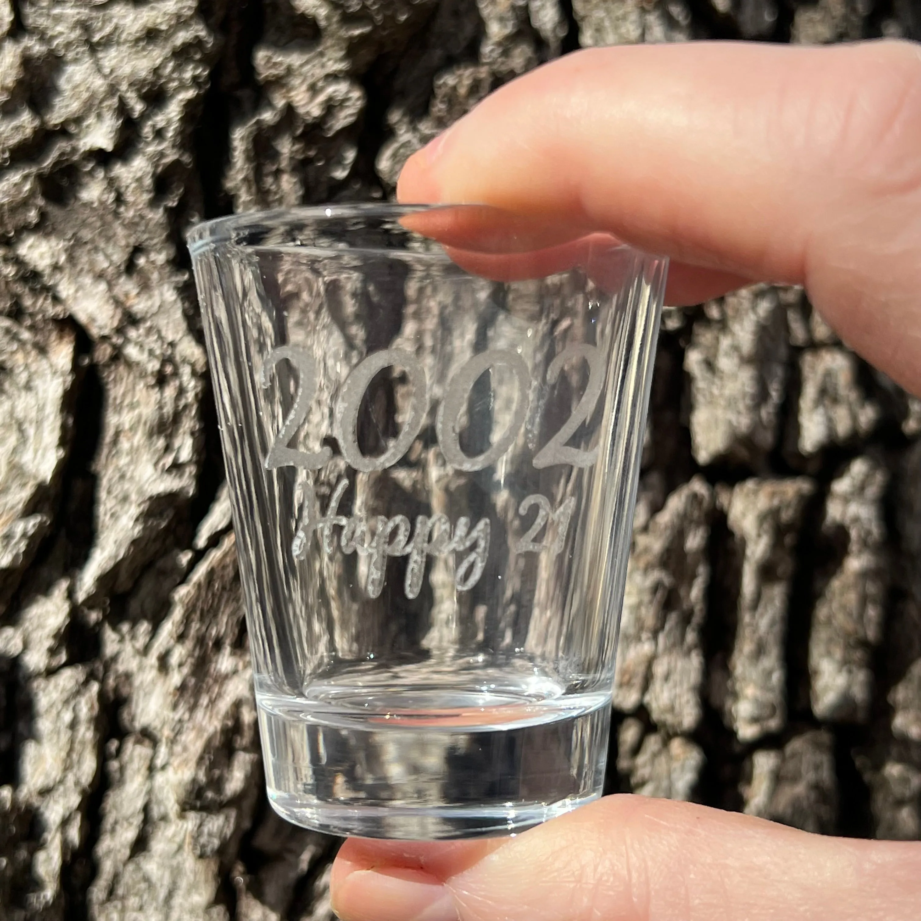 2oz 2002 Happy 21 Shotglass LASER