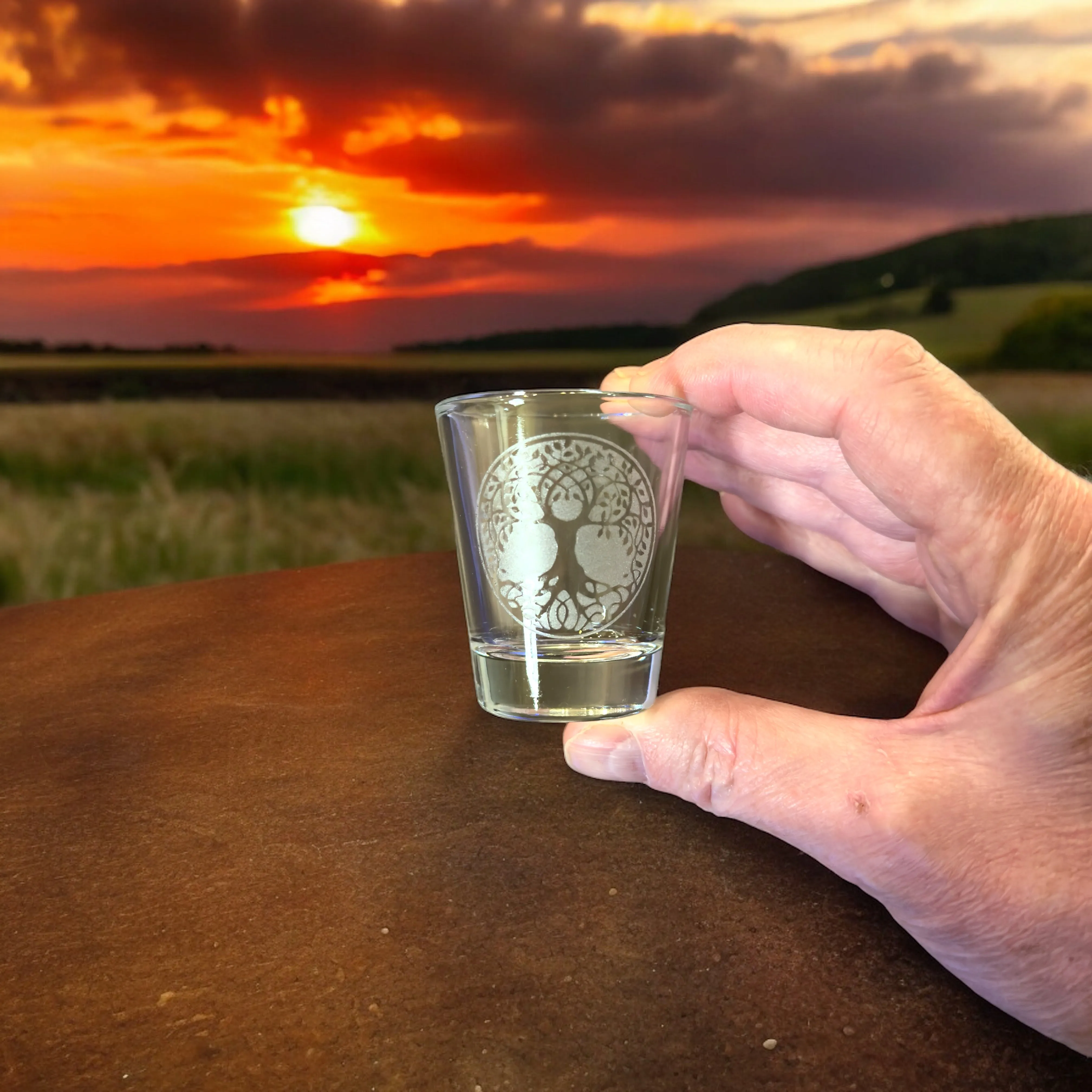 2oz Celtic Tree of Life Shotglass LASER