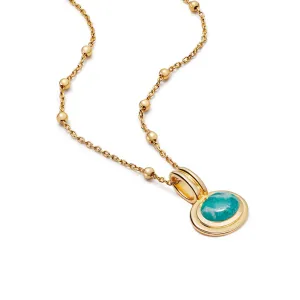 Amazonite Pendant Necklace 18ct Gold Plate