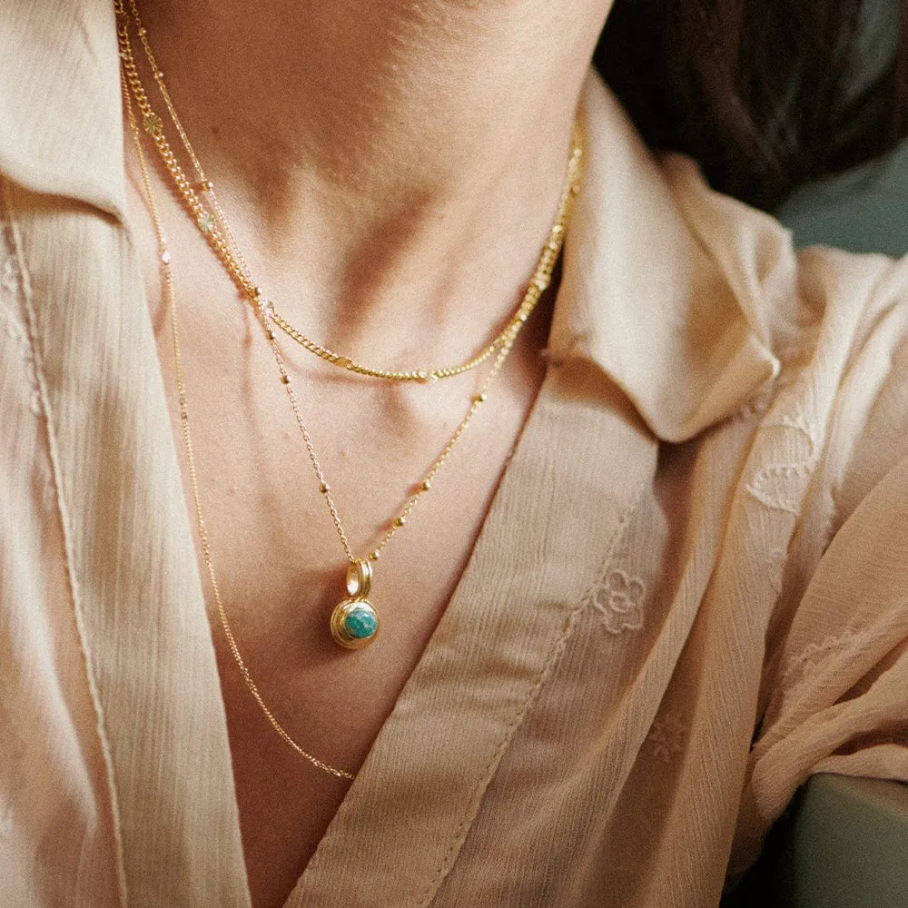 Amazonite Pendant Necklace 18ct Gold Plate