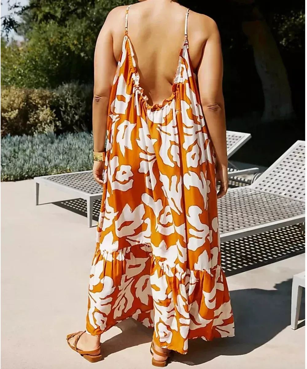 Anthropologie Orange The Malika Cover-up Maxi Dress UK S