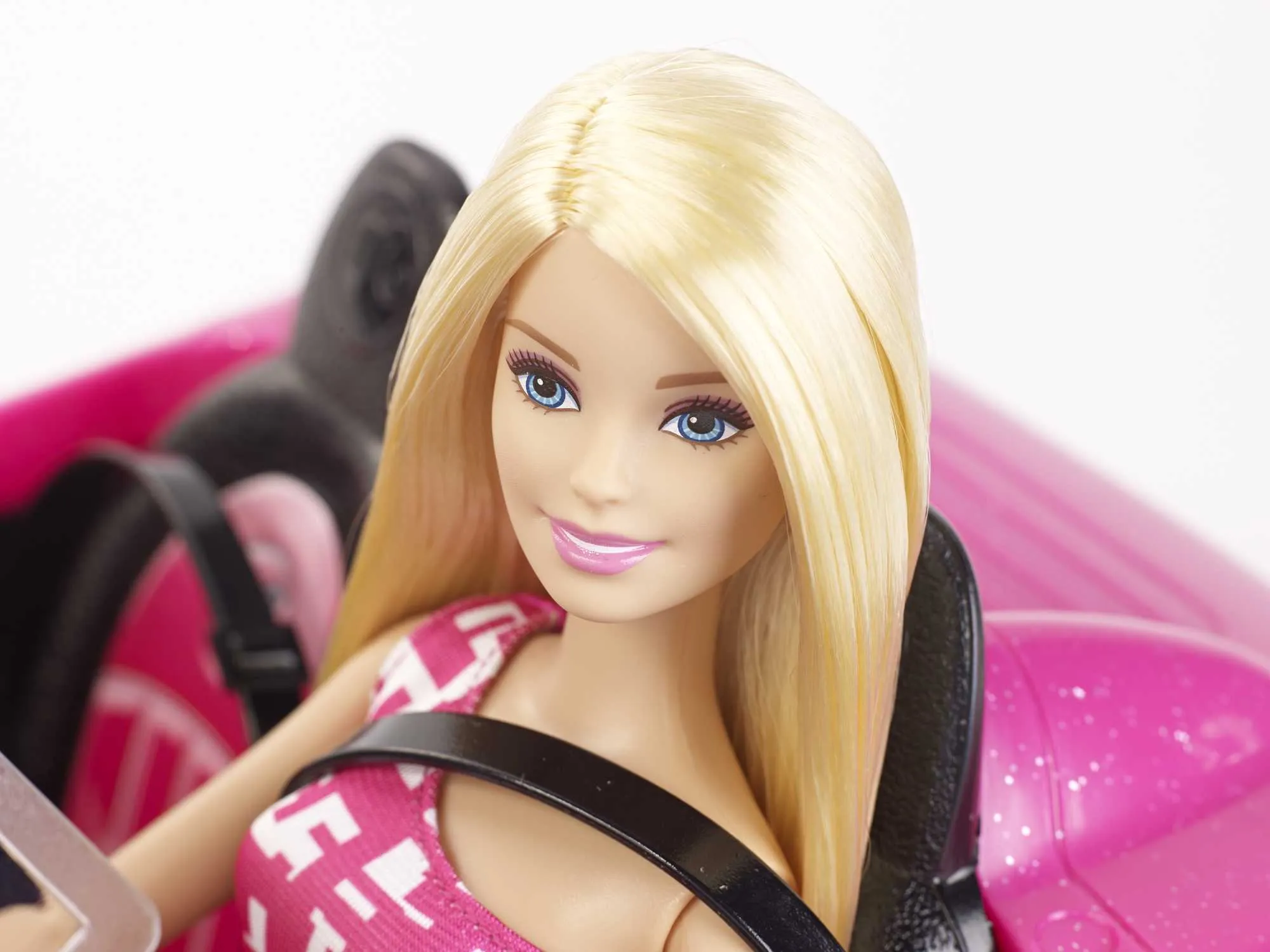 Barbie Doll & Car Playset, Sparkly Pink 2-Seater Toy Convertible With Glam Details & Fashion Doll