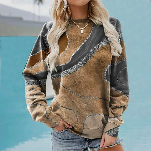 BerryBetty - Casual Abstract Print Sweatshirt