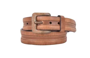 Bison Leather Casual Belt<br>Distressed Buckle