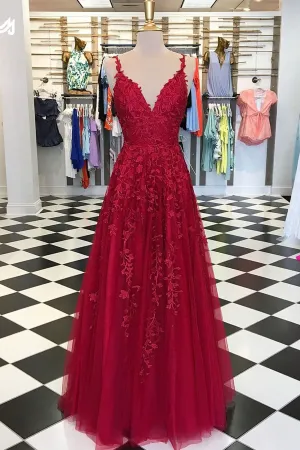 Burgundy Lace Prom Dress Long, Formal Dress, Evening Dress, Pageant Dance Dresses, School Party Gown, PC0746