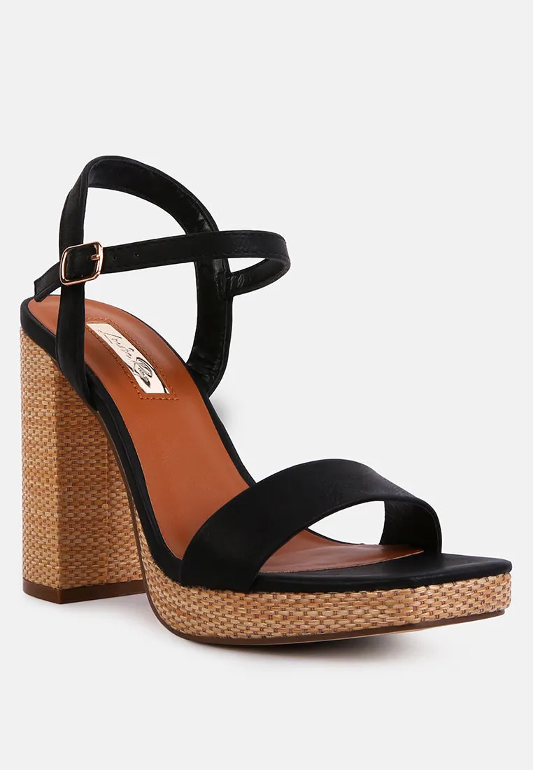 Buxor Woven Textured High Block Heeled Sandals