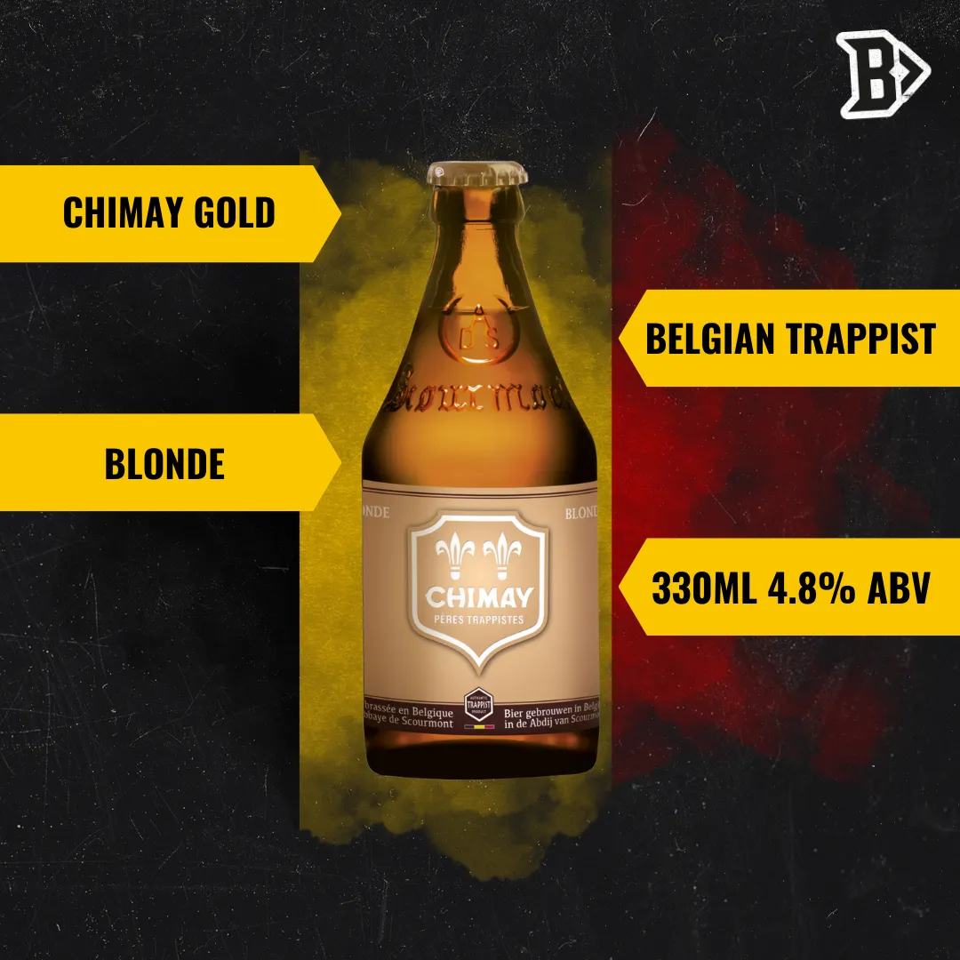 Chimay Gold Belgian Trappist Blonde 330ml Bottles - 4.8% ABV (12 Pack)