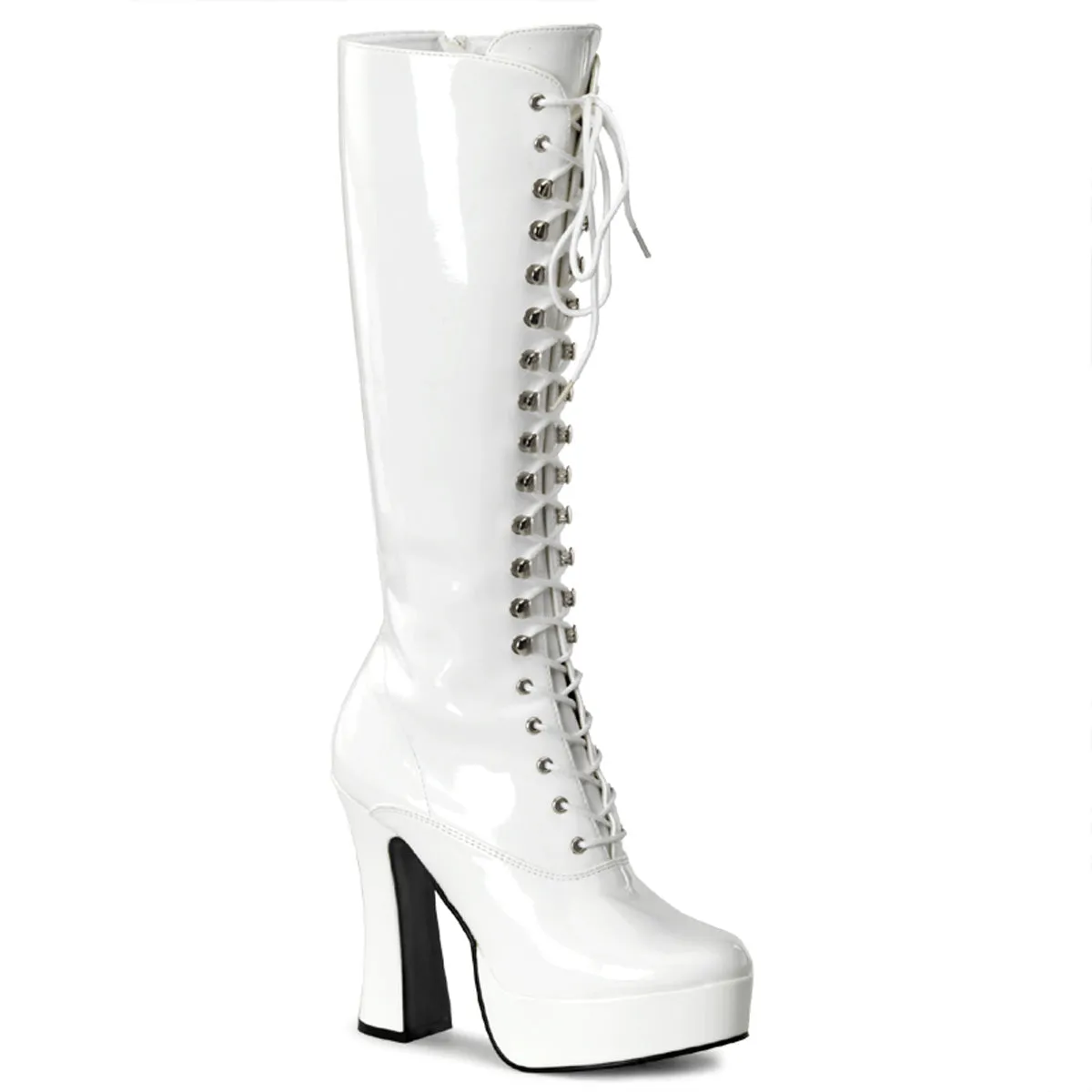 ELECTRA-2020 Pleaser Shoes White Patent Gogo Boot