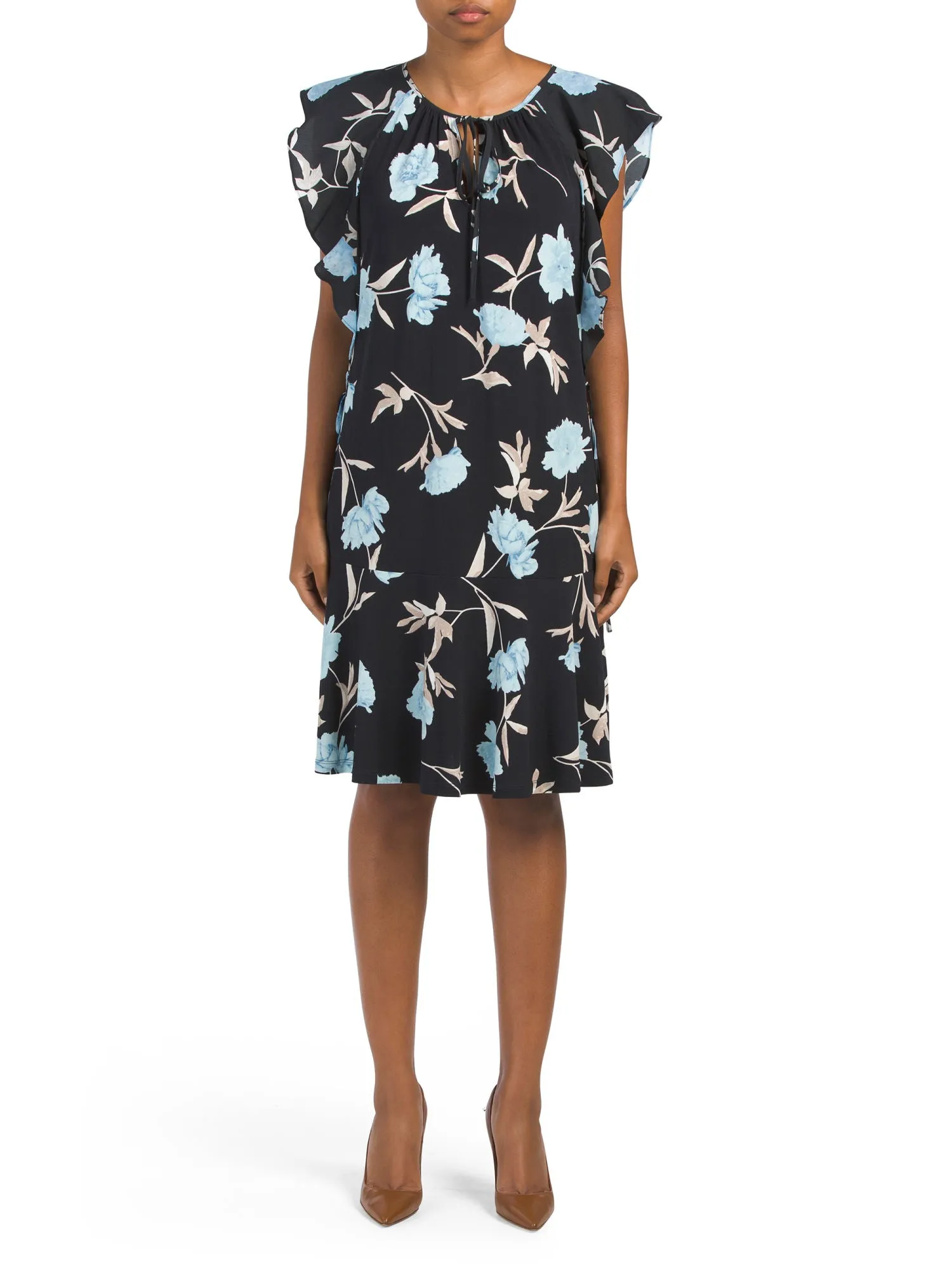 Ellen Tracy Women's Flouncy Sleeve Dress