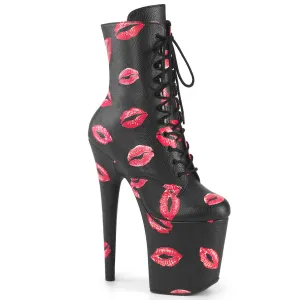 FLAMINGO-1020KISSES Platform Stripper Boot with Lip Print