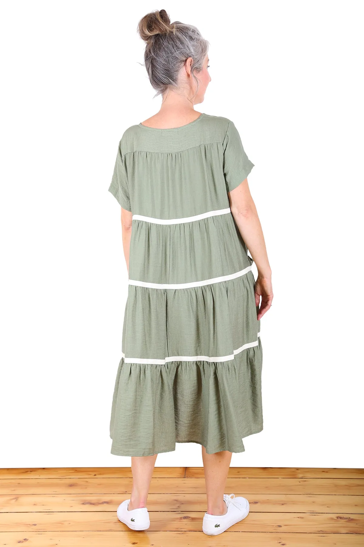 Fremantle Esplanade Dress Sage Green in Rayon