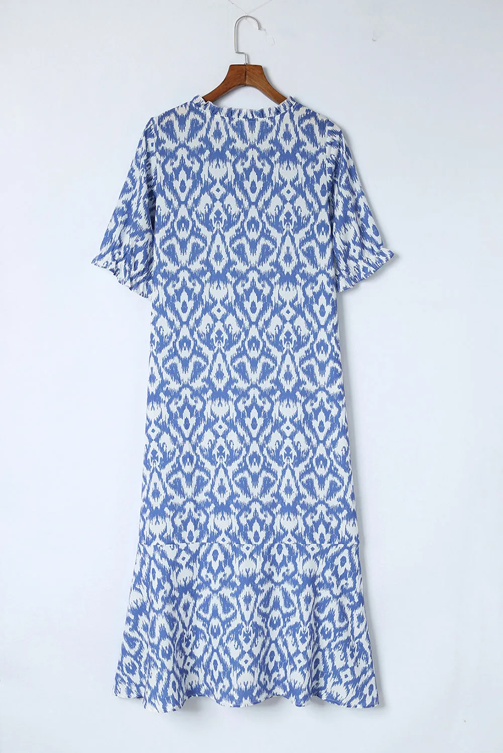 Geometric Print V-Neck Maxi Dress