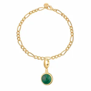 Gold Plated Healing Stone Figaro Charm Bracelet