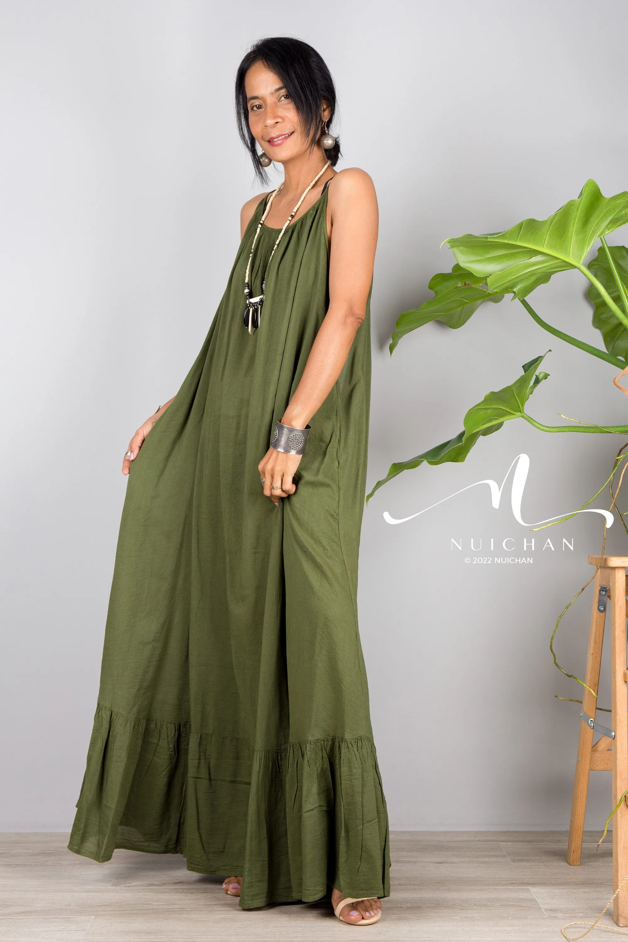 Green cotton dress