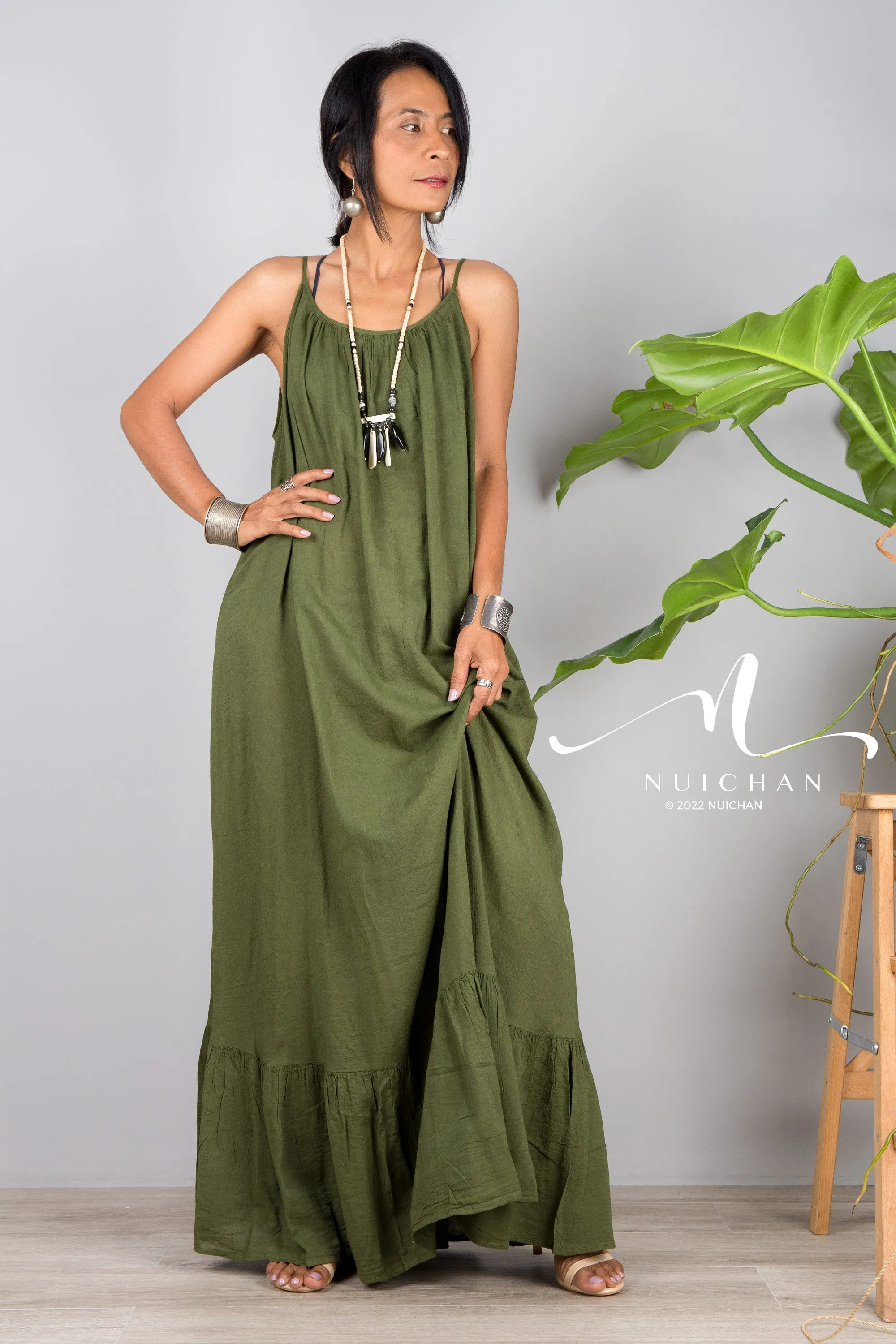 Green cotton dress