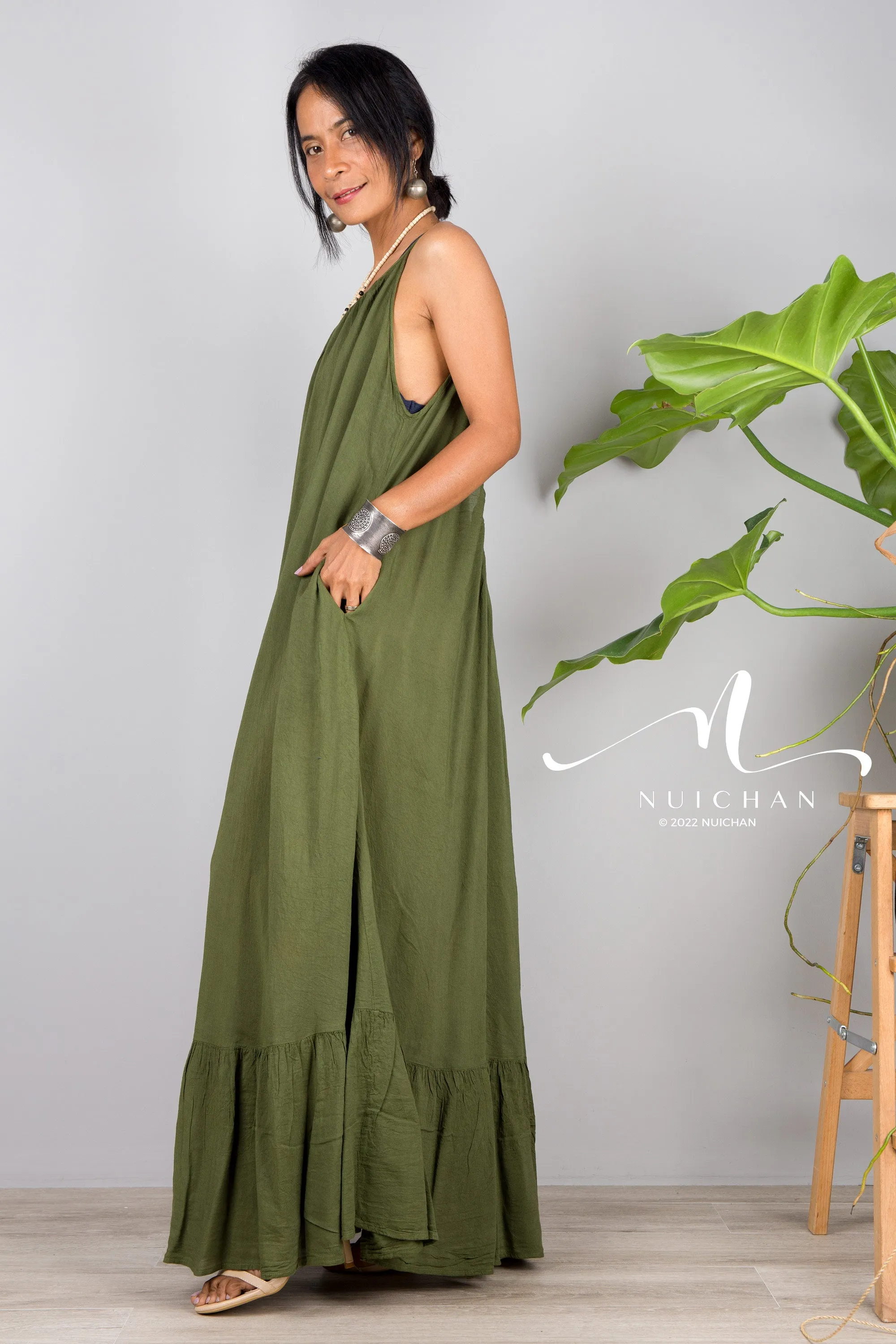 Green cotton dress