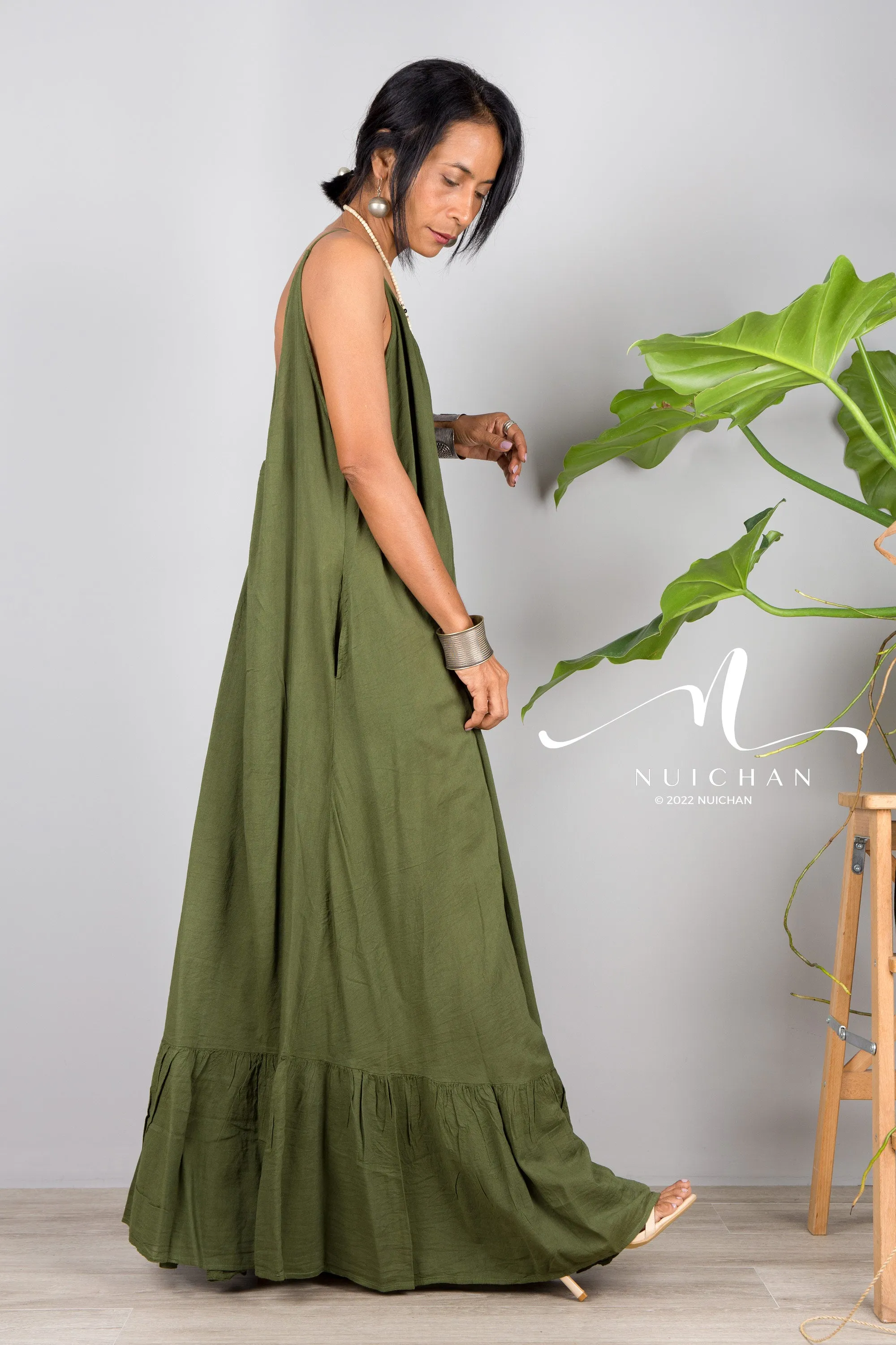 Green cotton dress