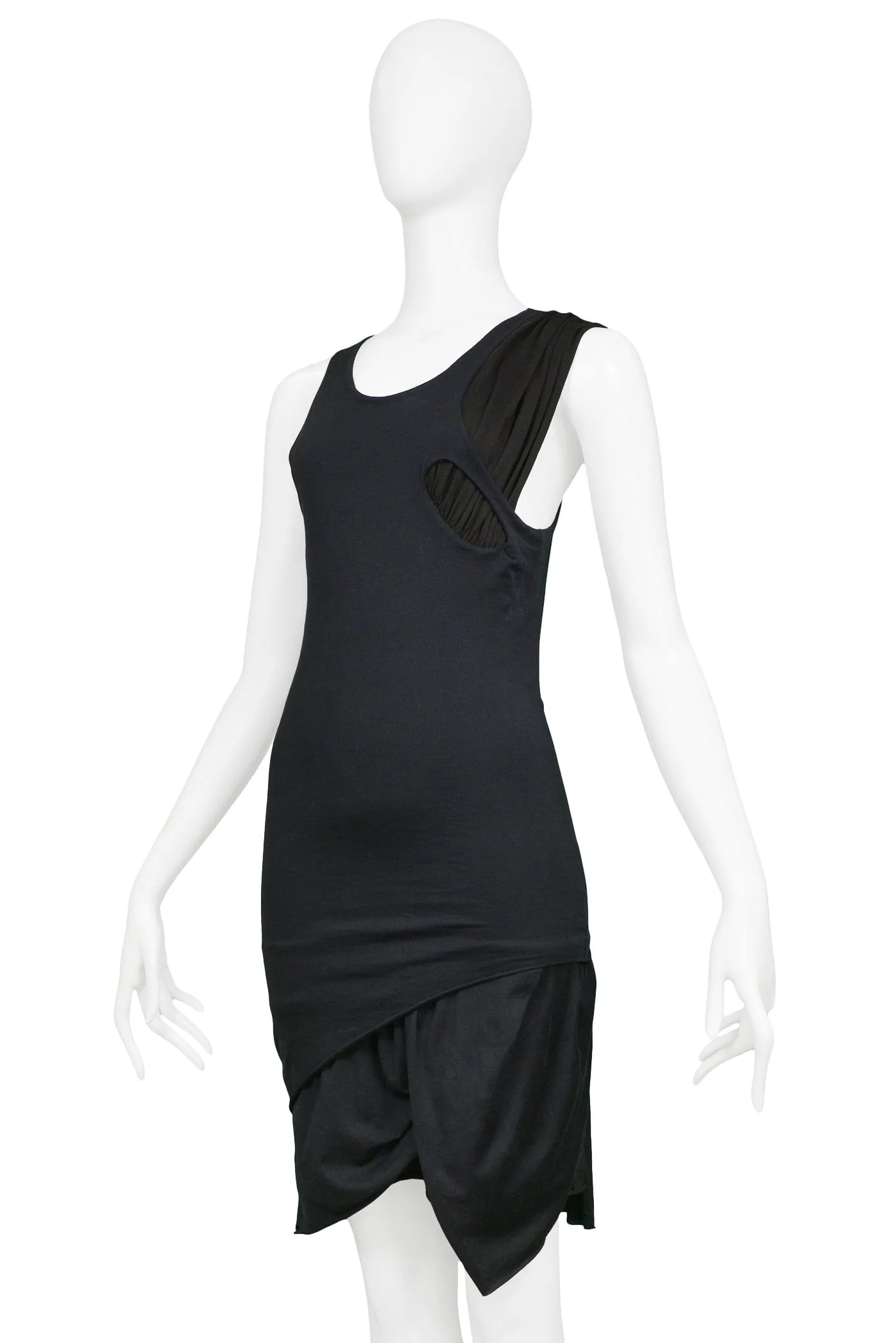 HELMUT LANG BLACK DECONSTRUCTED CONCEPT TANK DRESS