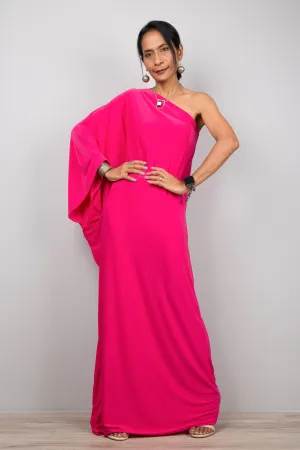 Hot pink one shoulder dress