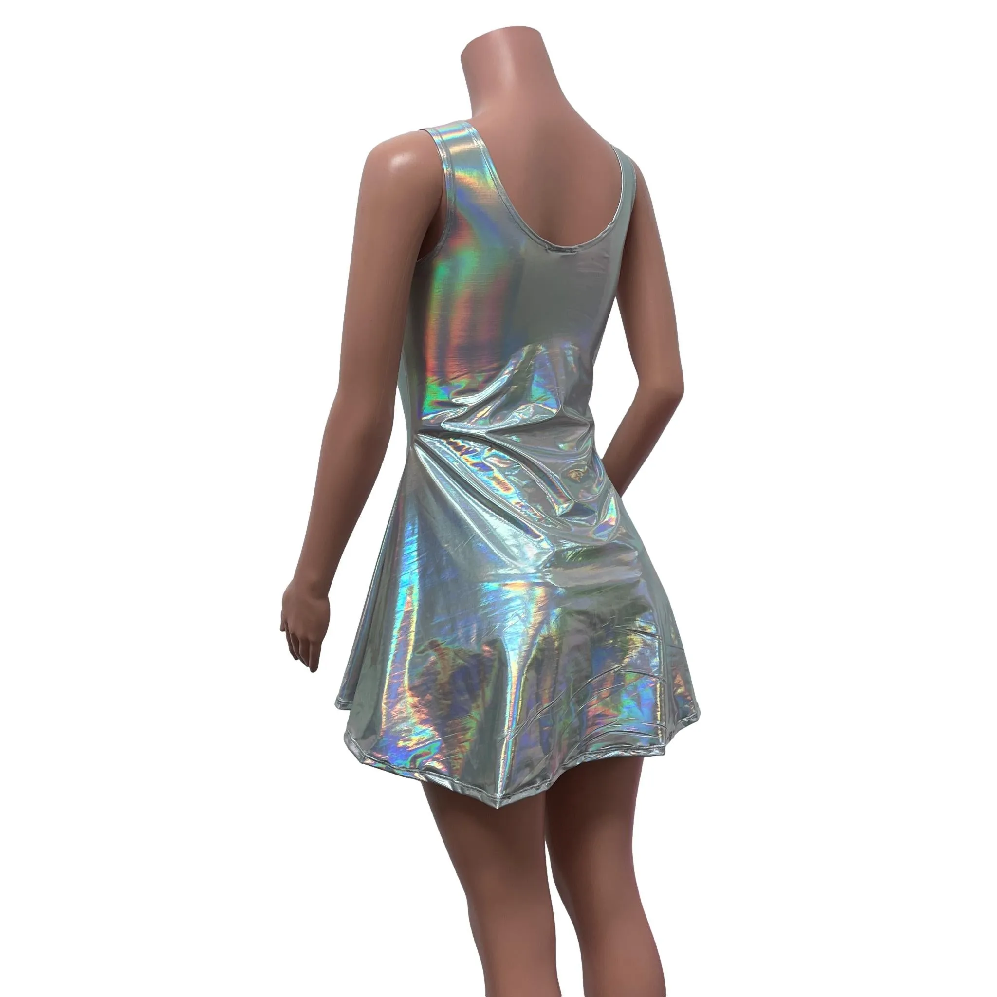 Lace-Up Open-Front Dress - Opal Holographic