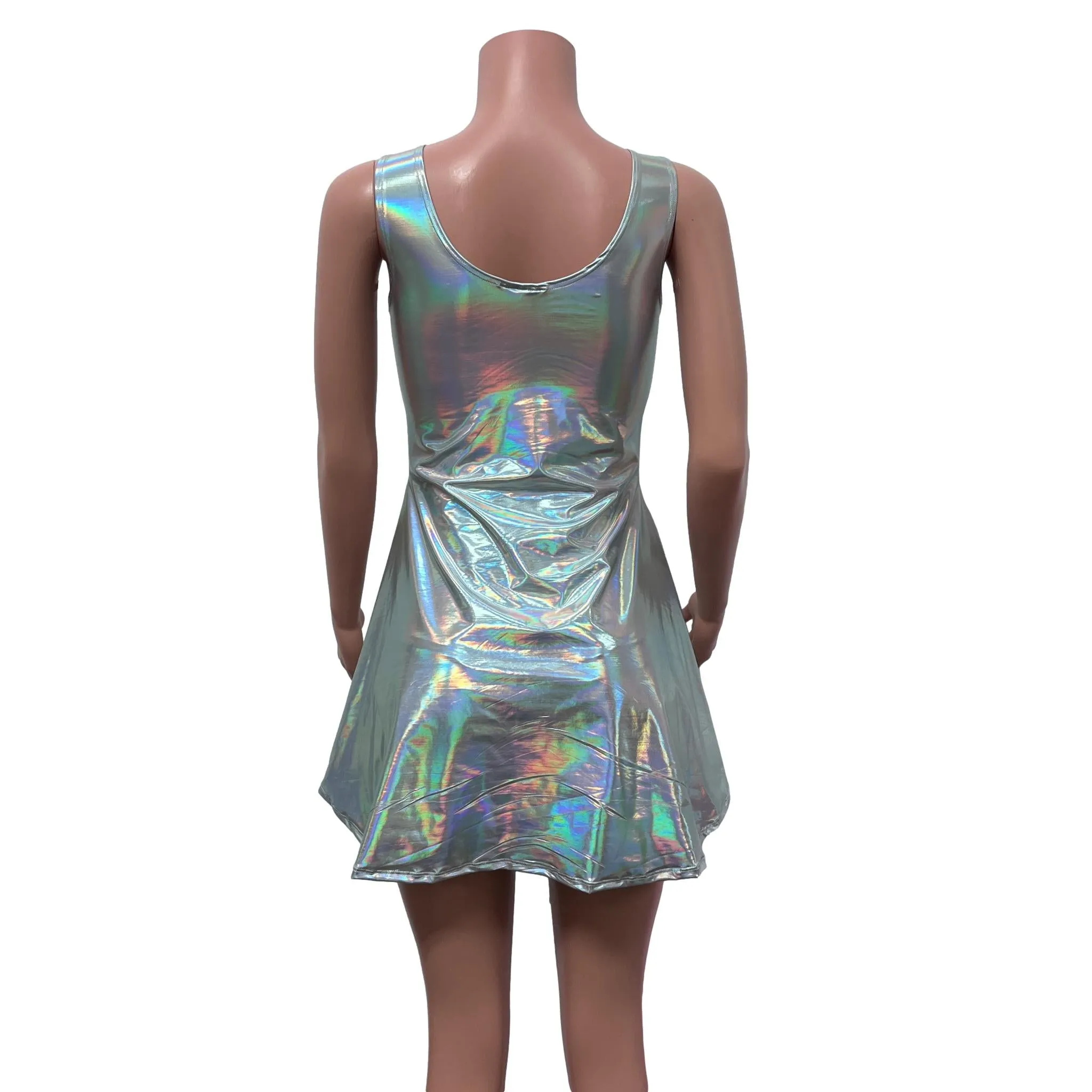 Lace-Up Open-Front Dress - Opal Holographic