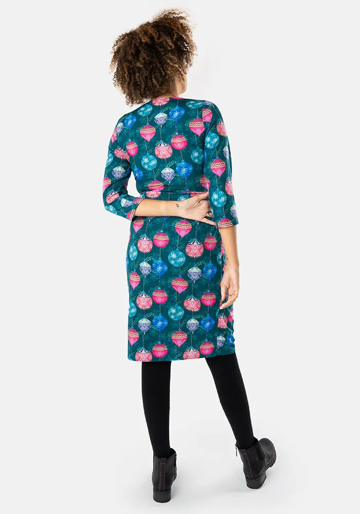 Lumi Christmas Baubles Print Dress