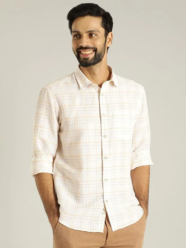 Men Checked Full Sleeve Linen Blend Shirt