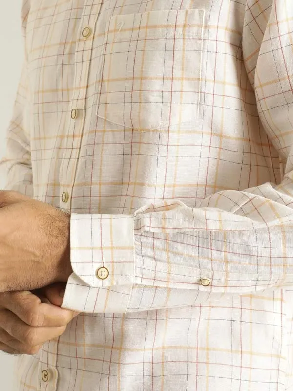 Men Checked Full Sleeve Linen Blend Shirt