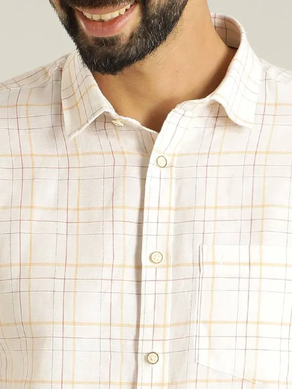 Men Checked Full Sleeve Linen Blend Shirt