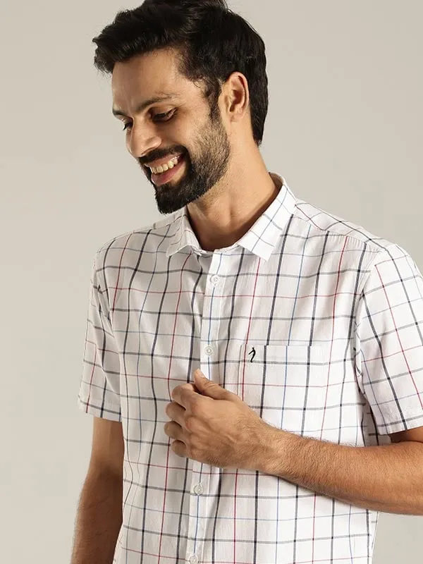 Men Checked Half Sleeve Cotton Shirt