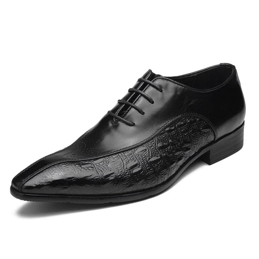 Men Lace Up Two Tones Pointed Toe Dress Shoes