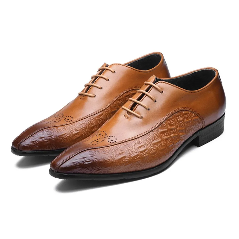 Men Lace Up Two Tones Pointed Toe Dress Shoes