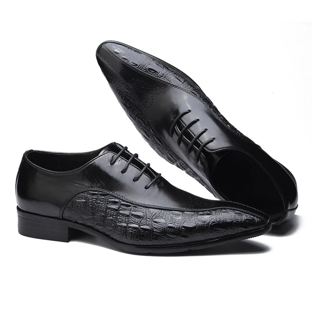 Men Lace Up Two Tones Pointed Toe Dress Shoes