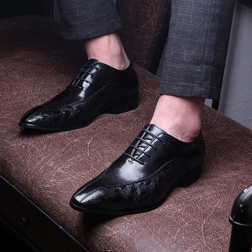 Men Lace Up Two Tones Pointed Toe Dress Shoes