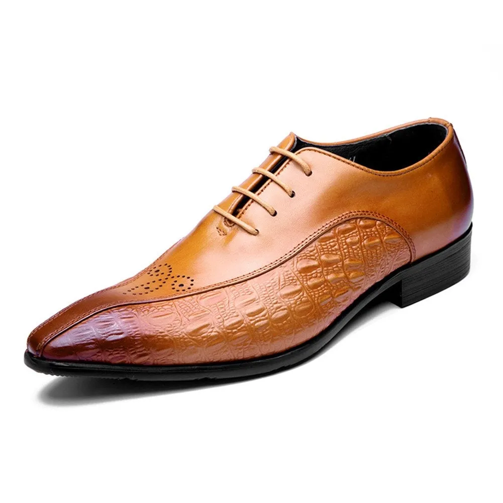 Men Lace Up Two Tones Pointed Toe Dress Shoes