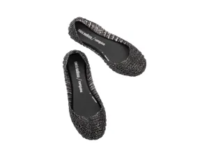 Mini Melissa Campana Papel Glitter Black Ballerinas For Kids