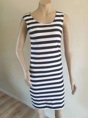 Navy Wide  Stripe Singlet Dress