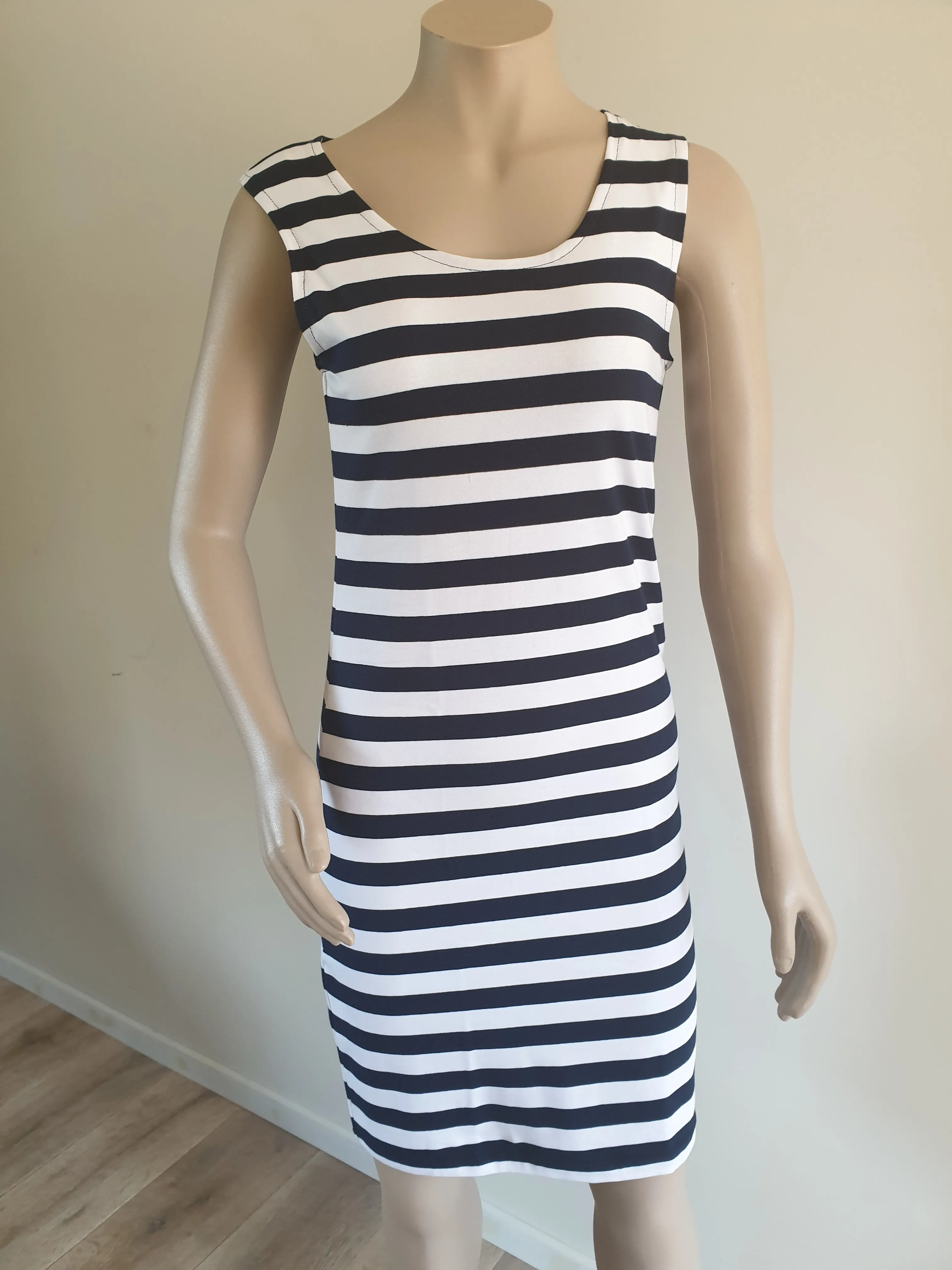 Navy Wide  Stripe Singlet Dress