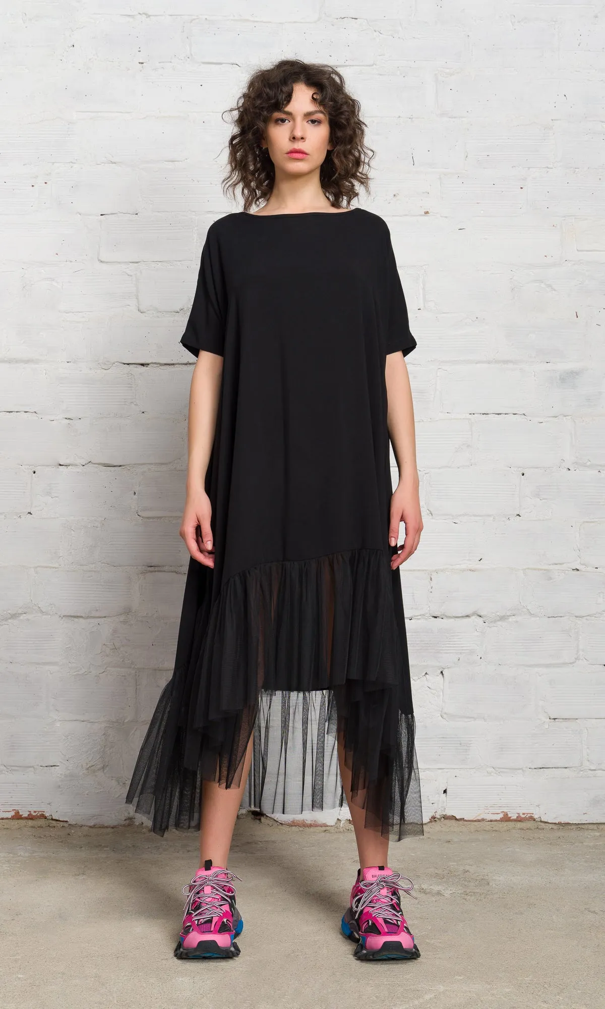 Oversized Tulle Hem Dress