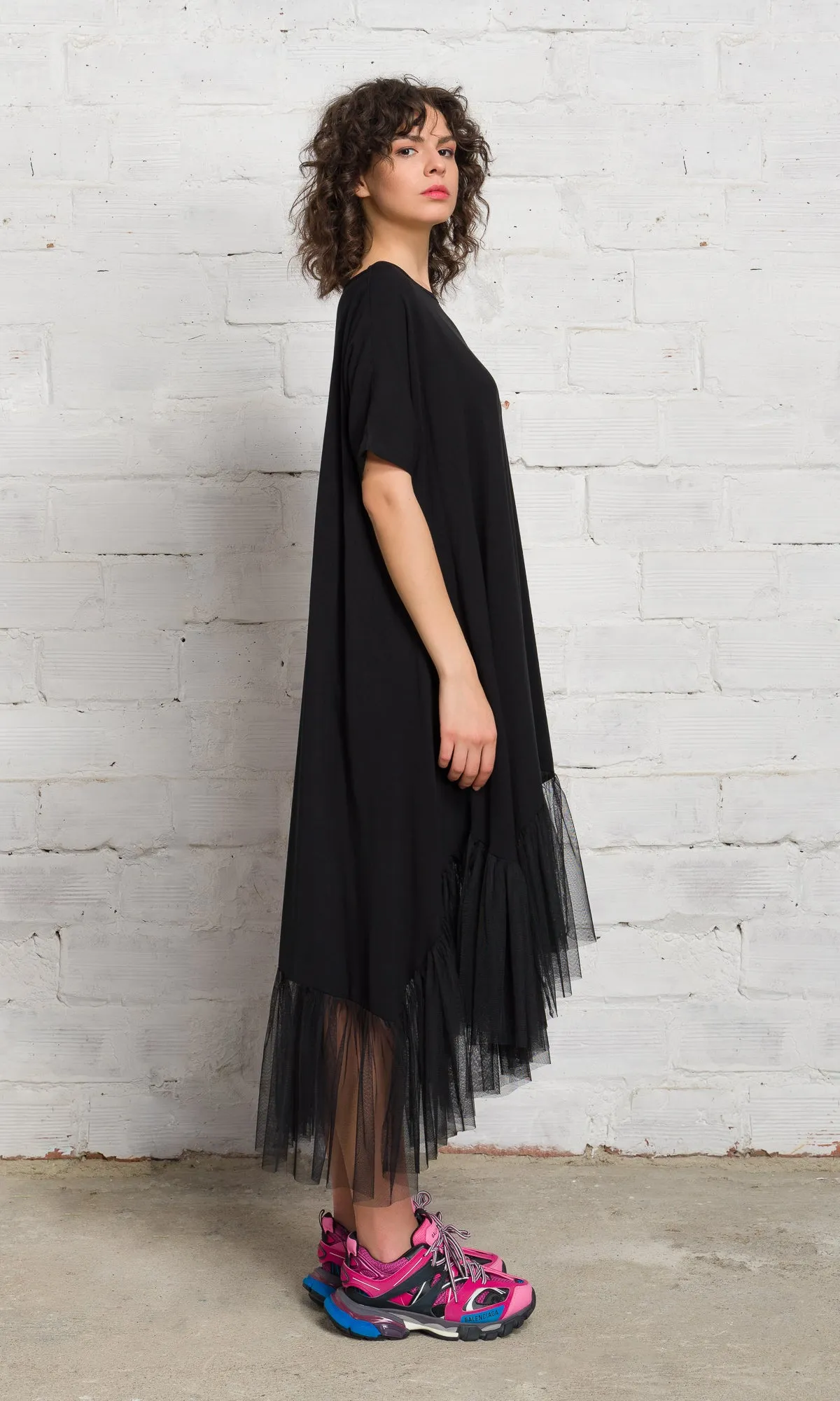 Oversized Tulle Hem Dress