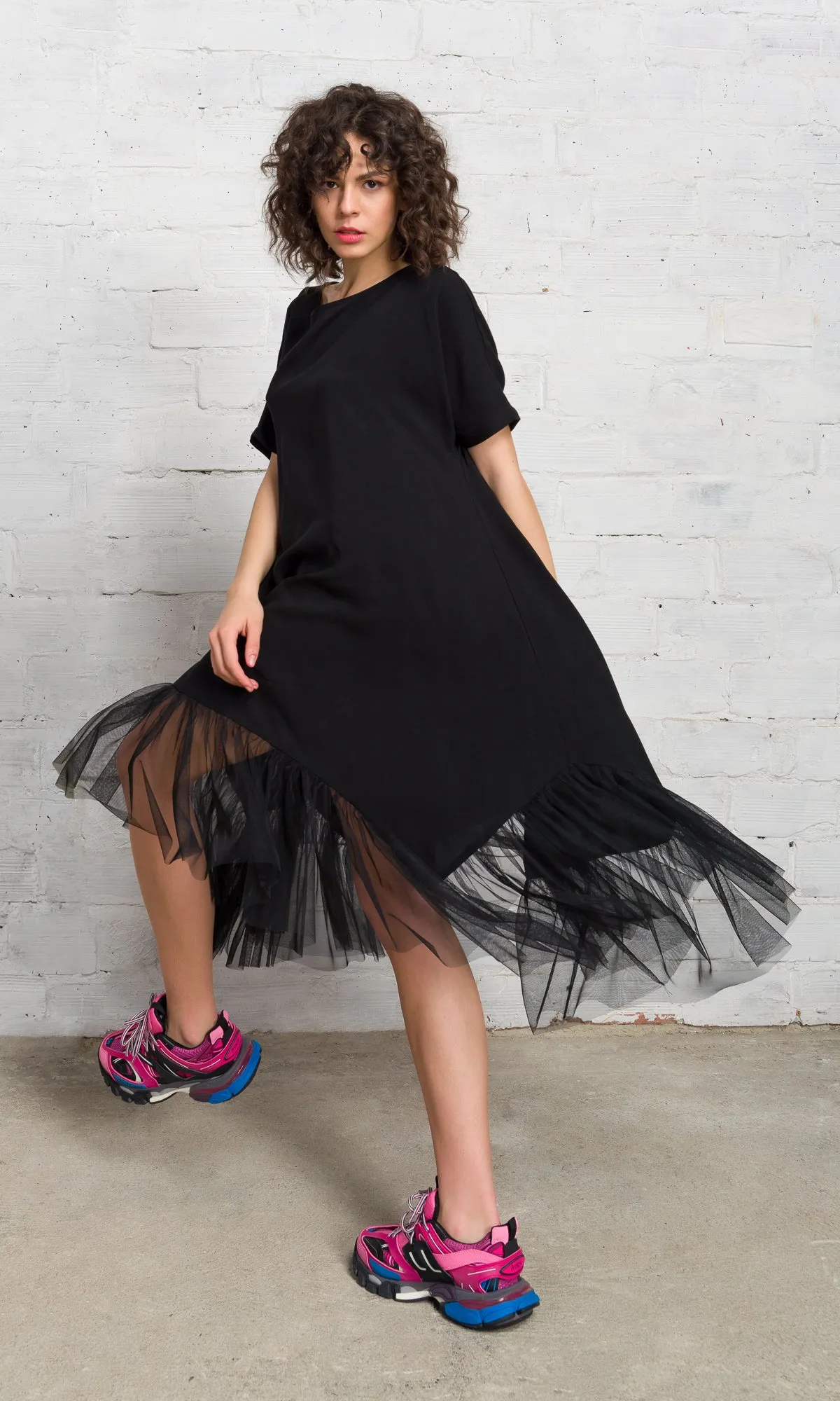 Oversized Tulle Hem Dress