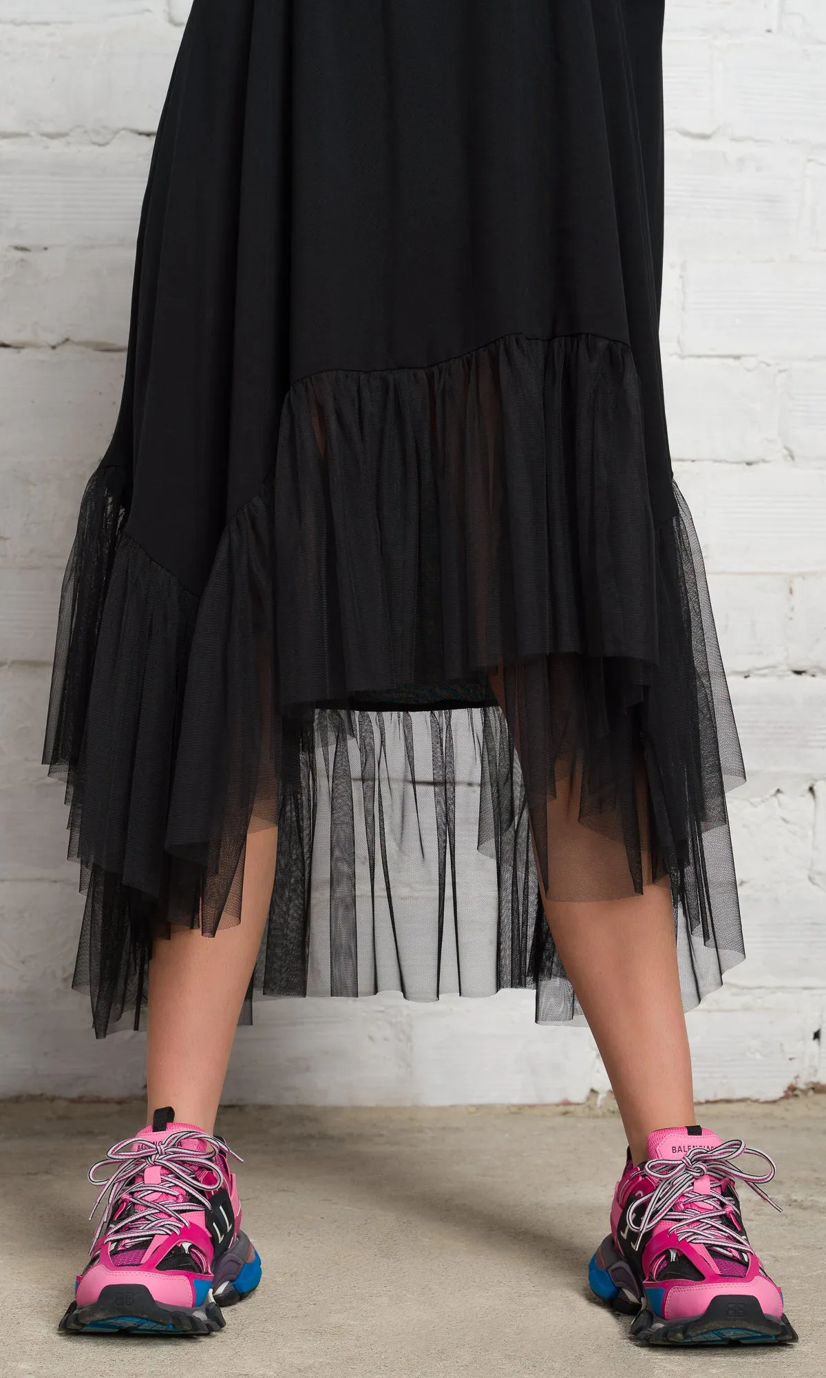 Oversized Tulle Hem Dress