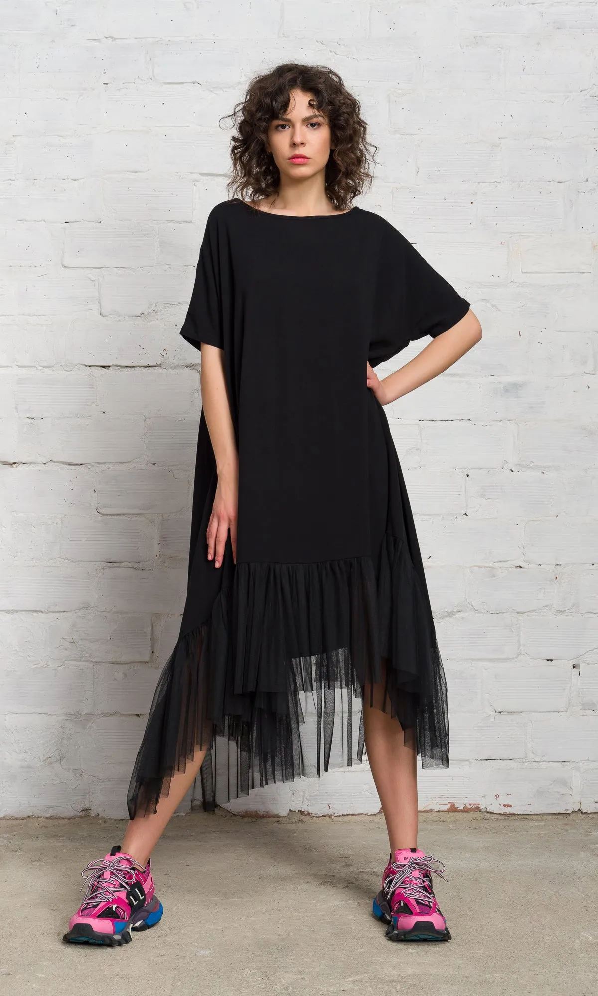 Oversized Tulle Hem Dress