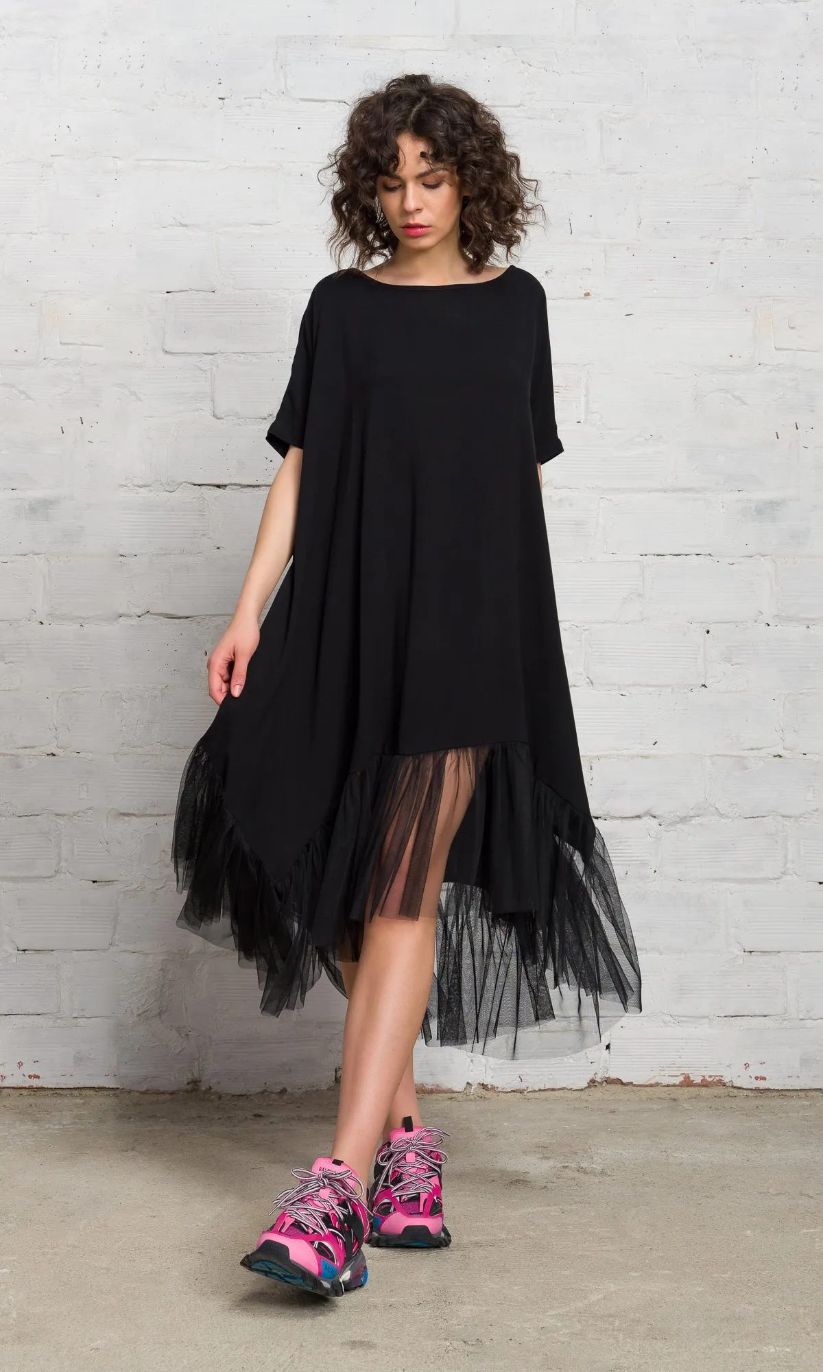 Oversized Tulle Hem Dress