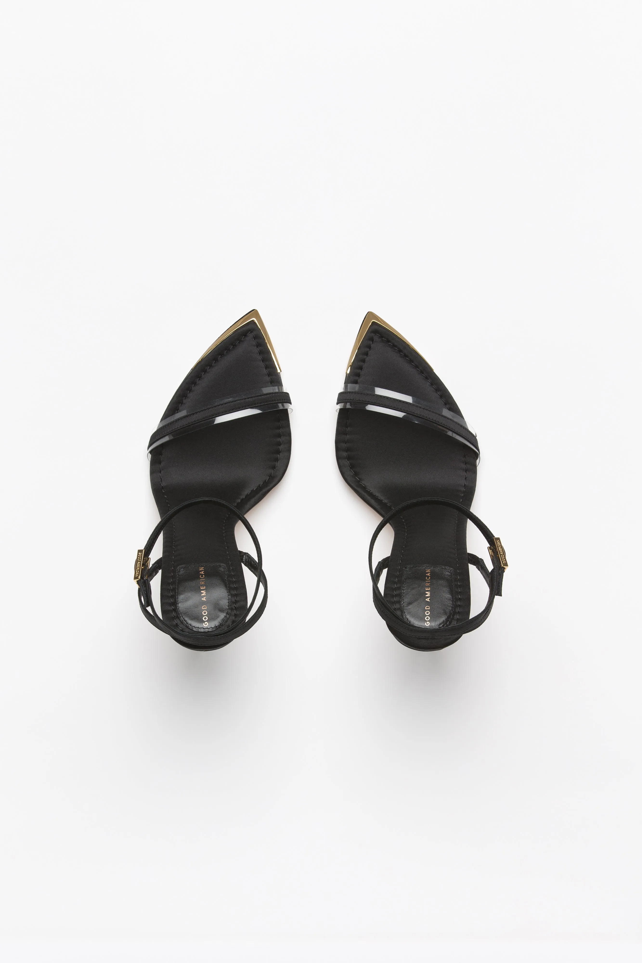 POINTY METAL TIP SANDAL | SATIN BLACK001