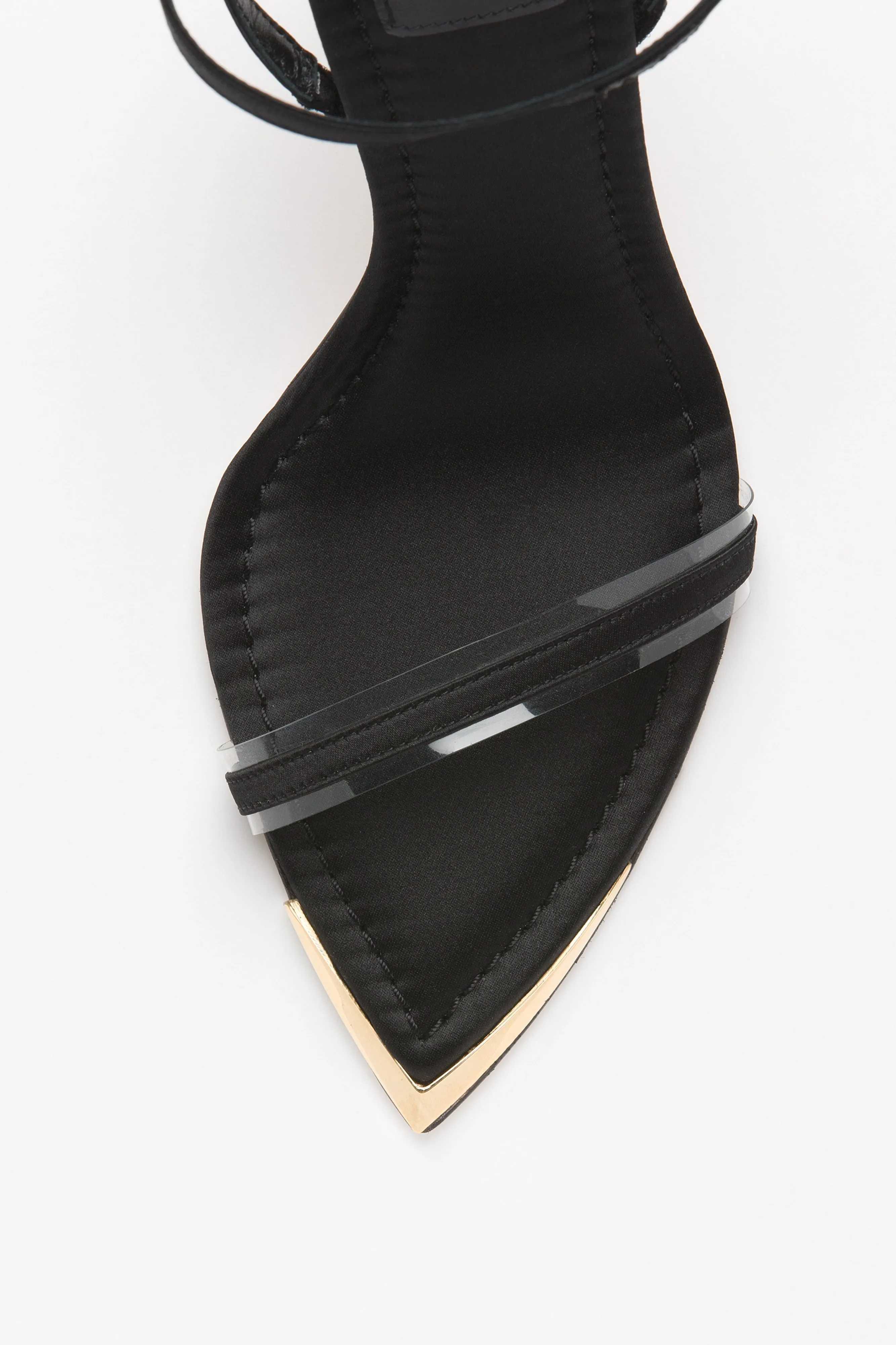 POINTY METAL TIP SANDAL | SATIN BLACK001